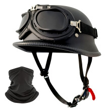 Moto prilba Nemeck styl polovicn prilba Skull Cap Dospel Mui eny Shell prilba DOT Approved Retro Face prilba pro Cruiser Scooter Chopper (XL)