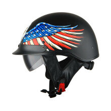 1Storm Motocyklov polooblicejov prilba Mopeds Scooter Pilot s vsuvnm vnitrnm kourovm zornkem Eagle Black