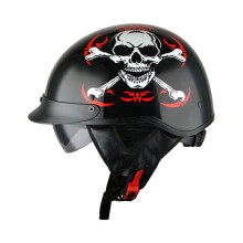 1Storm Motocyklov polooblicejov prilba Mopeds Scooter Pilot se zatahovacm vnitrnm kourovm hledm Bl lebka