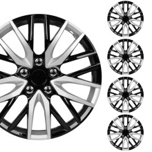 BDK (4 Pezzi Premium Nero/Argento Copricerchi Copricerchi da 16"" Coprimozzi Coprimozzi Bicolore Sostituzione Snap On per Auto Camion SUV - Set da