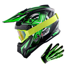 1Storm Youth Kids Motocross Helmet BMX MX Bike Helma Teenager Racing Style; Zvodn zelen + brle + balcek kostlivch rukavic