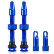 HZJD 2 STUKS Tubeless Presta Ventiel Blauw Ge?tegreerd Kernverwijderingsgereedschap (44 mm)