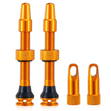 HZJD 2 STUKS Tubeless Presta Ventiel Oranje Ge?tegreerd Kernverwijderingsgereedschap (44 mm)
