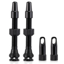 HZJD 2 STUKS Tubeless Presta Ventiel Zwart Ge?tegreerd Kernverwijderingsgereedschap (44 mm)