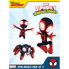 Decalcomanie Marvel Spidey e i suoi fantastici amici - Set di 3 adesivi Miles Morales Spin per esterni per borraccia per auto, computer portatile