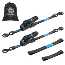 CARTMAN Paquete de 2 correas de trinquete retrαctiles 2 x 10 3000 libras Resistencia a la rotura Correas de amarre resistentes con bucles suaves