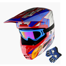 1Storm Mldenick motokrosov helma Ctyrkolka BMX MX Dirt Bike Motokrov brusle Detsk helma Multisportovn Teenager Zaku Mecha Modr + brle + ruk