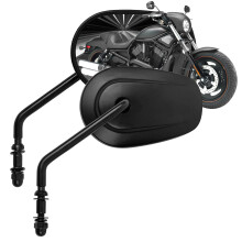 Sorte tilspidsede motorcykelstyr spejle - lang stilk 8 mm motorcykel bakspejle, kompatible med Harley Road King V-ROD Sportster Dyna Softail Stre