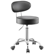 VEVOR Shop Stool with Backrest Pneumatic Height Adjustable Garage Seat 300 lbs Load Roller Creeper Seat 360 Swivel Padded Workshop Stool Black