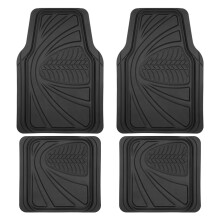 Motor Trend FlexTough Guard all-weather vloermatten voor auto's - Zwarte waterdichte rubberen vloermatten Universele op maat te maken auto-accessoire