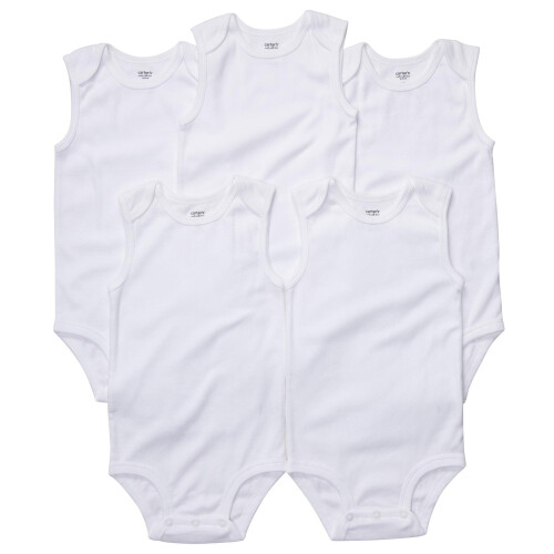 Carter's Carter's 5-Pack S/L Bodysuits - Vit - 9 mnader
