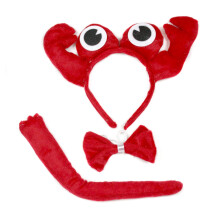 Petitebella Rotes Krabben-Stirnband mit Fliege und Schwanz, 3-teiliges Kostm (Rot, Einheitsgre)