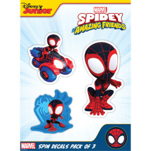 Decalcomanie Marvel Spidey e i suoi fantastici amici - Set di 3 adesivi Miles Morales per esterni per bottiglia d'acqua per computer portatile pe