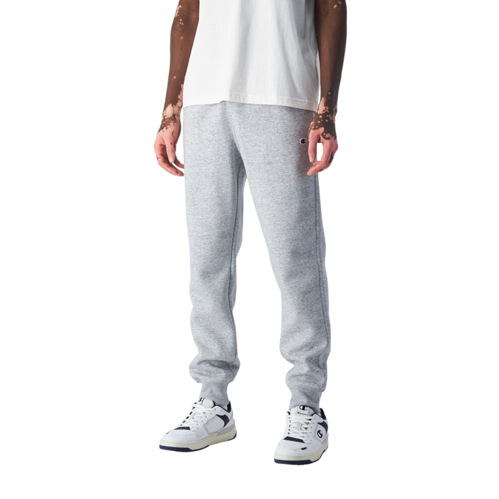 Champion (Light Grey, M) Mens Heavyweight Slim Fit Joggers Fleece Trousers Cotton Track Pants
