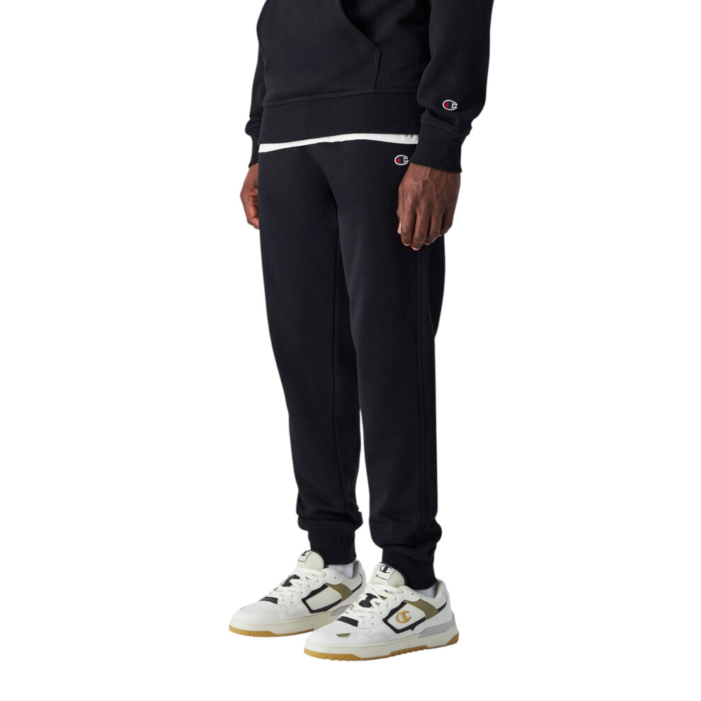 Champion (Black, M) Mens Heavyweight Slim Fit Joggers Fleece Trousers Cotton Track Pants