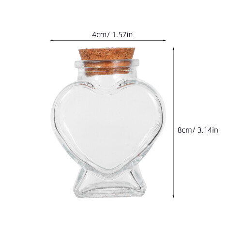 4 herzförmige Glasflaschen, transparent, für oder 2