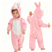 MICHLEY Costume unisex per neonati, pagliaccetto in flanella invernale e autunnale per 2-6 mesi, tuta cosplay per animali, rosa, taglia 70