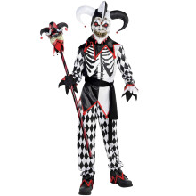 Set costumi multicolore da giullare sinistro per ragazzi - XL (14-16) confezione da 1 - Tessuto traspirante e di qualit? premium - Stile spettral