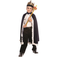Dress Up Costume da Re d'America per ragazzi e ragazze - Set con corona e veste di velluto - Mantello reale di Halloween per bambini (Blu)