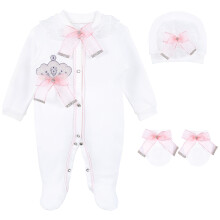 Lilax Baby Girl Jewels Crown Layette 3 stykke gaves?t 0-3 m?neder Pink