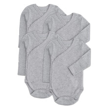 Baby Wickelbodys Set, Langarm Baumwolle Kimono Onesie, 4er Pack, Grau, 0-3 Monate