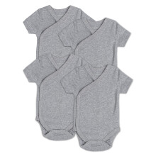 Baby-Body-Set mit seitlichen Druckknpfen, kurzrmelig, Baumwolle, fr Jungen und Mdchen, Kimono-Einteiler, 4er-Pack, Grau (36 Monate)