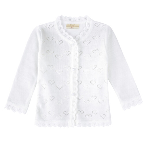 Lilax Baby-Mdchen-Strickjacke mit kleinen Herzen (9 Monate, Wei)