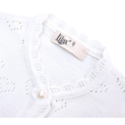 Lilax Baby-Mdchen-Strickjacke mit kleinen Herzen (9 Monate, Wei) 2