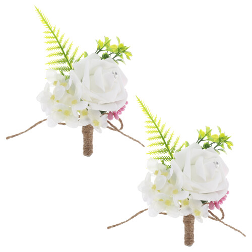 2 stuks kunstzijden boutonnière speld broche