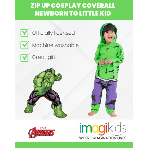Marvel Marvel Avengers Hulk Combinaison de cosplay zippe pour bb garon 24 mois 2