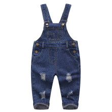 KIDSCOOL SPACE Salopette en Jean pour bb garon et fille, Denim dchir, vtements de travail mignons, bleu, 6-12 mois