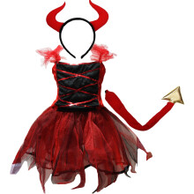 Petitebella Teufelskostüm Kleid 1-12 Jahre (Rot, 7-9 Jahre)