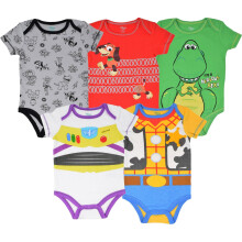 Disney Pixar Toy Story Woody Buzz Lightyear Slinky Dog Neugeborene Baby Jungen 5er-Pack Bodys Neugeborene