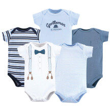 Little Treasure Unisex kojeneck bavlnen body Lt Modr podvazky s krtkm rukvem 9-12 mescu