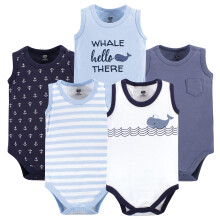 Hudson Baby Unisex kojeneck bavlnen body bez rukvu Sailor Whale 0-3 mesce