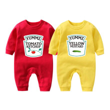 YSCULBUTOL Baby Twins Bodysuit Yummz Tomato Ketchup Sennep Twin S?t Sp?db?rn Piger Romper Baby Drenge Outfits (KM-S6M Twins)
