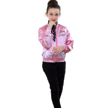 Rosa Satinjacke fr Kinder, Mdchen, 50er-Jahre, rosa Satinjacke, Halloween-Kostme, Mantel fr kleine Mdchen, Gre 614