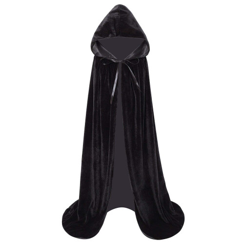 Makroyl Μικρών Βελούδινο Κάπα με Κουκούλα για Halloween και Χριστούγεννα (Μικρό, Μαύρο)