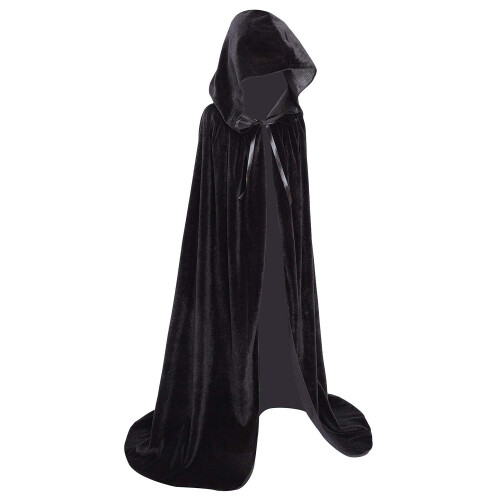 Makroyl Μικρών Βελούδινο Κάπα με Κουκούλα για Halloween και Χριστούγεννα (Μικρό, Μαύρο) 2