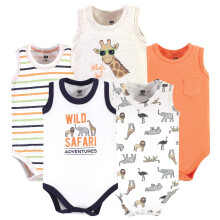 Hudson Baby Unisex Baby Baumwolle Ärmellose Bodys, Wild Safari, 3-6 Monate