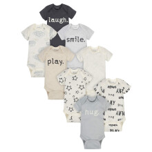 Onesies Brand Baby 8-balen s krtkm rukvem Mix & Match body Play Smile & Hug Neutrals 12 mescu