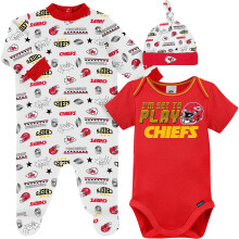 Gerber NFL Baby Boy Pack Footie registreringsgave 3-delt bodysuit Sleep n Play og kaskets?t Holdfarve 3-6 m?neder USA