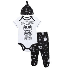 Disney Nightmare Before Christmas Jack Skellington Oogie Boogie Sally Neugeborenen-Baby-Jungen-Body, Hose und Mtze, 3-teiliges Outfit-Set, 36 M