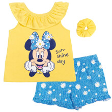Disney Minnie Mouse Kleinkind-Baby-Mdchen-Tanktop, French-Terry-Shorts und Haargummi, 3-teiliges Outfit-Set, gelbe Gnseblmchen, 18 Monate