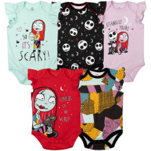 Disney Nightmare Before Christmas Jack Skellington Sally Newborn Baby Girls 5 Pack body Multicolor Newborn
