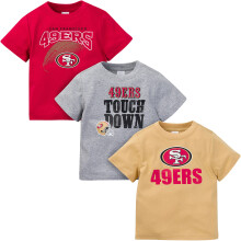 NFL San Francisco 49Ers 3-Pack Korte Mouw Team Fan T-Shirt, Rood/Goud/Grijs, 12 Maanden