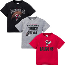 NFL Atlanta Falcons 3-Pack Korte Mouwen Team Fan T-shirt, Zwart, 18 Maanden