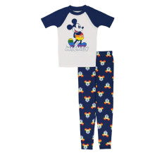 Disney Unisex-Kind Mickey Mouse | Minnie 2-teiliges eng anliegendes Baumwoll-Pyjama-Set Fam_love Mickey 2T US