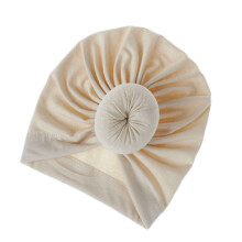 Gebreide Katoenen Babyhoed Donuthoed (Beige)