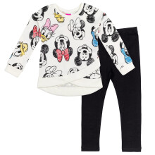 Disney Minnie Mouse Baby Mädchen Crossover Fleecepullover & Leggings Weiß/Schwarz 12 Monate